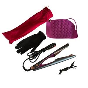 Black and Purple Hair Styling Tools Set with Heat Resistant Gloves